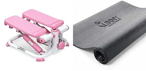 Sunny Health and Fitness Exercise Stepping Machine, Portable Mini Stair Stepper + Equipment Mat -Extra Small - NO. 074-XS