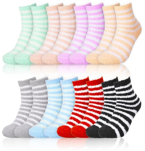 Firtink 8 Pairs Fluffy Socks for Women, Fuzzy Bed Socks Cozy Socks Warm Winter Slipper Socks for Women Girls