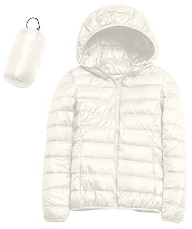 Steppjacke Damen leichte Übergangsjacke mit Kapuze, Damen Übergangsjacke Steppjacke mit Kapuze Daunenjacke Reißverschluss Sportjacke Zip Wärme Freizeit Outdoor Basic Casual Style Outdoorjacke