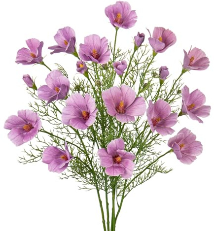5er-Set Künstliche Blumen Cosmo-Gänseblümchen-Blume Chrysantheme Kunstblumen Künstliche Kugel-Chrysanthemen Seide Pompon Chrysantheme, für Hausgarten Party,Hochzeits Deco, Blumenstrauß Tischdeko, Lila
