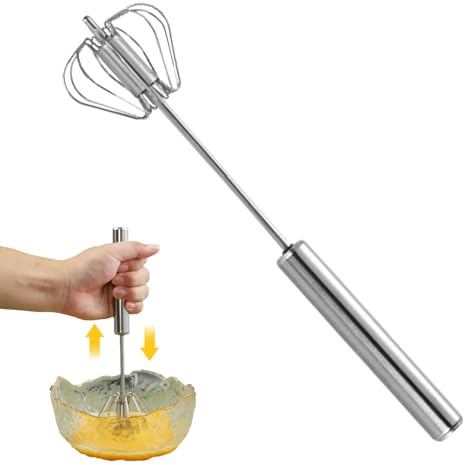 Mélangeur à Main Semi-Automatique, en Acier Inoxydable, mélangeur à Main Portable, mousseur à Lait de Cuisine pour fouetter, mélanger, mélanger la crème Samuliy