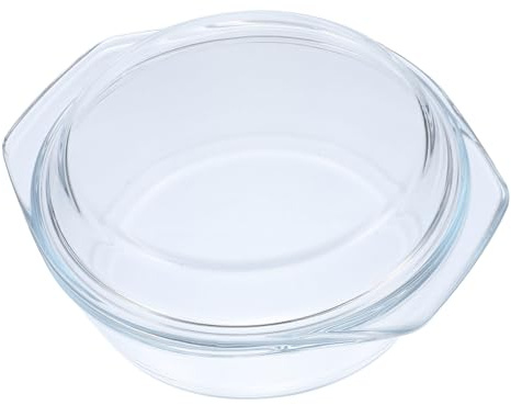 OUNONA Glas Auflaufform mit Deckel aus Klarglas Mikrowellengeeignet Rund 0,65 L Bruchfest Ofenfest Vielseitiges Küchengeschirr für Backofen und Servieren