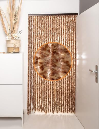 DEFACTO Cortina de flojel para puerta, resistente a la intemperie, protección contra insectos, fabricada en Italia, versátil, fácil de limpiar, eficaz bloquea la visión y el calor, 100 x 220 cm