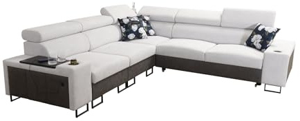 All4All Ecksofa Melody 3, Sofas mit Bettfunktion, Möbel, Couch, Ecksofa, Modern, Schlafsofa mit Ottomane,Sfaeck,Wohnlandschaft USB-Port 26 (Links)