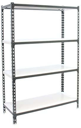 PROREGAL Schwerlastregal MID Metal Shark | HxBxT 150x80x40cm | Fachlast 180kg | Anthrazit-Weiß | Regal Standregal Werkstattregal Lagerregal Kellerregal