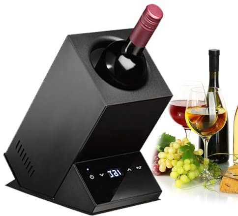 ExoticaBlend Verbesserter elektrischer Weinkühler, Touch-Steuerung, 750-ml-Einzelflaschenkühler mit Temperaturanzeige, leiser Betrieb, für Zuhause, Partys,Black