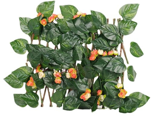 QYMLSH 40cm Ivy Leaf Screening Roll, Expandable Wooden Artificial Flowers Fence, Privacy Hedging Wall Landscaping Garden Fence, Stretchable Faux Backdrop Vines Fence For Balcony(D)