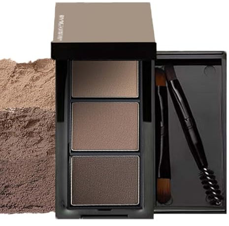 EONFAVE Braun Augenbrauenpuder, 3 Färbe Eyebrow Powder, Wasserfeste Augenbrauen Puder mit Bürste, Multipurpose Augenbrauen Farbe, Feines Pulver, für Natürlich Aussehende Augenbrauen den Ganzen Tag