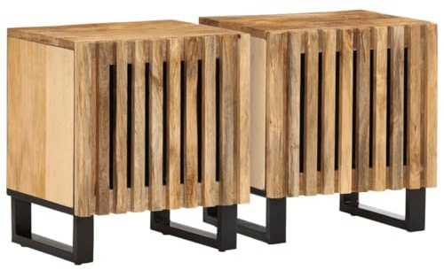 vidaXL Nachttische 2 STK. 40x34x46 cm Raues Mangoholz