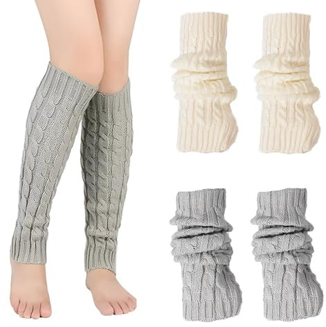 CPRNQY 2 Paar Leg Warmers, Beinstulpen Damen, Stulpen für Trachten, Knie Hoch Legwarmers, Warme Strick Damenbeinwärmer