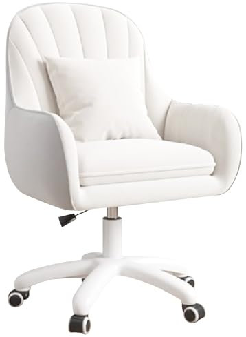 Aivermeil Homeoffice Stuhl, SamtStuhl mit Kopfkissen, 360° drehbar Höhenverstellbar Bürostuhl ergonomisch, Schminkstuhl Drehstuhl，für Arbeitszimmer Schlafzimmer,bis 120kg belastbar Weiß