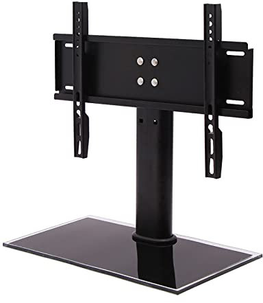 Soporte de pared para TV, soporte de TV de sobremesa, soporte de TV de altura ajustable con base de vidrio templado, base de TV de sobremesa para televisores/monitores/PC LCD LED de 26 a 32 pulgadas