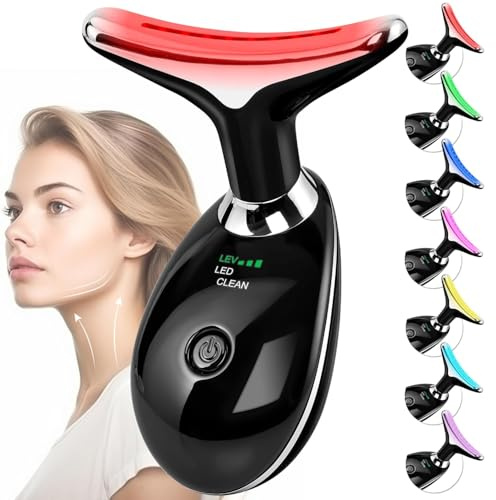 Massaggiatore Viso Antirughe Lifting Elettrico: Dispositivo di Bellezza con 3 Modi LED - Massaggio EMS per Face Lifting - 45°C Terapia Della Luce Gua Sha Massaggiatore Facciale del (nero)