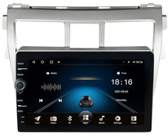 JINFOLI 2 Din Autoradio GPS Auto Stereo 9 Car Radio, for Toyota, VIOS 2007 2008 2009 2010-2012 Android 10 Video Lettore Multimediale WiFi Impianto audio stereo per auto(TS10T 4G 64G)