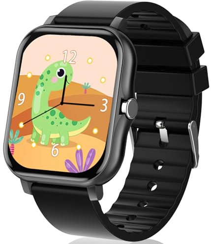 smartwatch bambini per ragazze ragazzi regalo con 1,57 pollici fai da te viso apprendimento carte musica storie della buonanotte, regalo di compleanno per bambini 4 5 6 7 8+ (nero)