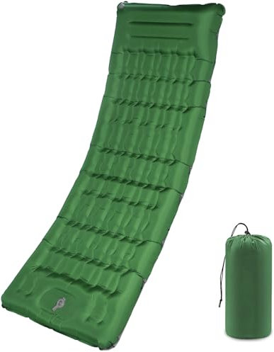 SHANNA Isomatte Outdoor Camping Luftmatratze: Extra Dick 12cm Ultraleicht Aufblasendes Matratze mit Fußpumpe Leicht Und Kompakt Aufblasbare Schlafunterlage Für Trekking, Wandern, Zelt (Olivgrün)