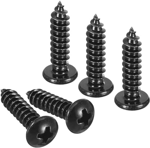 TA-VIGOR 50Pcs Self Tapping Screws, M5 Phillips Pan Head Screw, 20mm Round Head Tapping Screws, Stainless Steel Machine Wood Fasteners Bolts for Wood, Drywall, Furniture, Repairing, Black