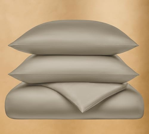Seralino Satin Bettwäsche 200x200 80x80 Kissenbezug Taupe Beige 100% Bio Baumwolle | Bettwäsche SET 200x200 mit Reißverschluss | atmungsaktiv | Baumwollsatin Bettwäsche weich