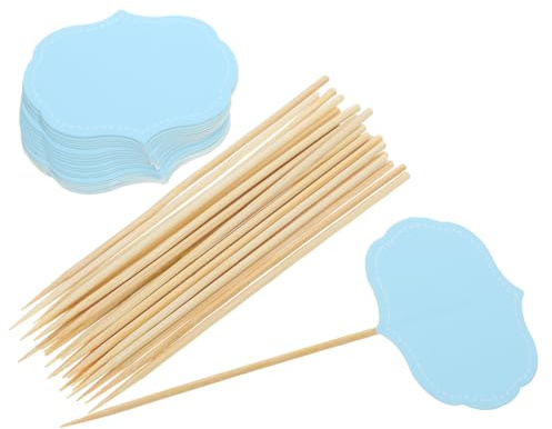 TOPPERFUN Etichette per Buffet Riutilizzabili in Carta e Legno 24 Pezzi Forma Lavagna per Segnaposti Unici e Facili da Distinguere per Torte e Molte Occasioni