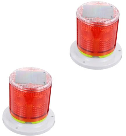 MAGICLULU 2 Pièces Voyants Solaires Voyant Solaire Stroboscopique Signal Lumineux Lumières Stroboscopiques En Plein Air Lampe De Barricade Clignotante Rouge Plastique