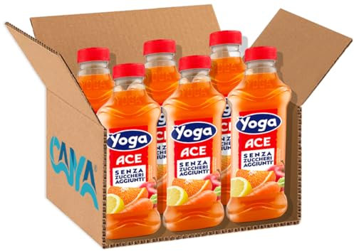 Yoga ACE Succo di Frutta al Gusto di Arancia, Carota e Limone, Senza Zuccheri Aggiunti 1lt [PACK con 6 Bottiglie]