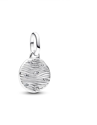 Pandora ME 793860C01 - Mini medallón grabado de plata de ley con circonitas, compatible con Me y Moments, 2,1x13,6x11 mm, Plata de ley, Circonita cúbica
