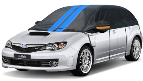 Holthly Half Car Cover Top for Hatchback and Small SUV, Windshield Cover for Ice and Snow, Roof Car Cover Waterproof All Weather with Reflective Strips and Side Elastic Hooks. H1 (Up to 133 inch)