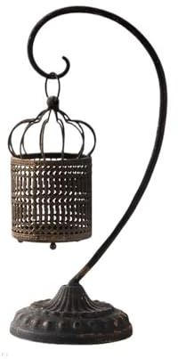CJHFR472SG Kandelaber Retro Alten Vogelkäfig Schmiedeeisen Leuchter Dekorative Kerze Stehen for Tisch Hochzeit Dinning Party Dekoration(Schwarz)