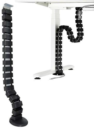 Kabelführung Schreibtisch, Universelles Kabelmanagementsystem für den Schreibtisch, Kabelführung Eckig Kuba Slim Line Länge 1300 mm Kabelschlauch Kabelmanagement, Flexibler Kabelschlauch, Schwarz