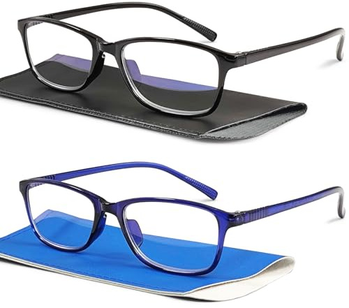COJWIS 2er-Pack Lesebrille Blaulichtfilter für Herren und Damen Brille Lightweight biegbar rutschfest Unisex (Männer + Frauen)