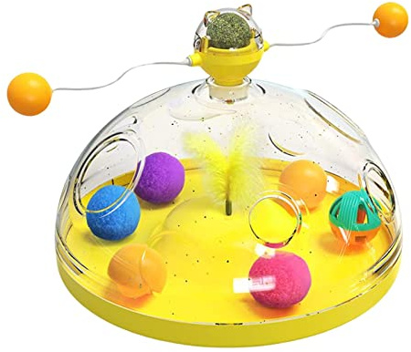 Colcolo Moulin à Vent créatif pour Chat Jouet Chaton avec balles et Accessoires d'herbe à Chat Exercice Herbe à Chat Naturelle Jouant Chat Moulin à