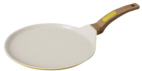 Cooksmart Signature 28cm Crepe Pan – Cast Aluminium | Non-Stick | PFOA & PFAS Free | Induction, Gas, & Electric Hob Compatible | Dishwasher Safe | Ergonomic Handle (Marigold)
