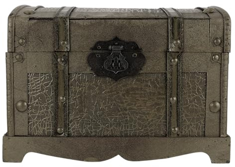 VALICLUD Vintage Pirate Treasure Chest Holztruhe mit Schloss Retro stil Dekorative Aufbewahrungsbox für Schmuck Sammlerstücke und Kompakt und Leicht für Piraten partys und Zuhause