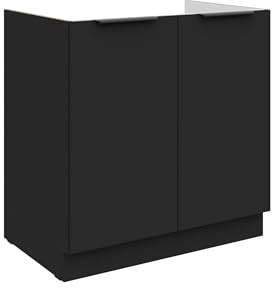 Kuechen-preisbombe Küchen Spülenunterschrank 80 cm Siena Schwarz Küche Küchenzeile Küchenblock