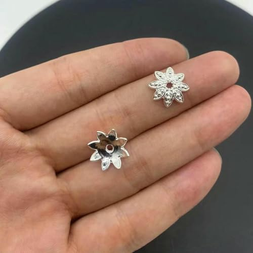 20-40pcs Silver Flower Holder Partition Bead Cap Bead Holder Cap DIY Step Shaking Hairpin Hairpin Crown Accessories V149-6-40pcs