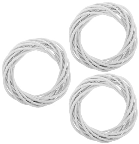 DECOMELODY Couronnes en Rotin Blanc de Mariage et Fête Lot de 3 20cm Anneaux Flexibles et Solides pour Décoration Rustique pour Porte et Porche Avant