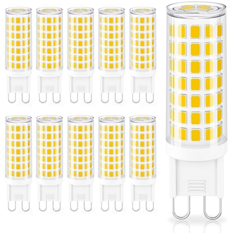 comzler G9 LED Bulb 4000K Natural Daylight, 6W 60 Watt Halogen Equivalent G9 LED Bulb Bi Pin Ceramic Base, 600LM T4 G9 Light Bulbs for Chandeliers No-dimmable 10 Pack