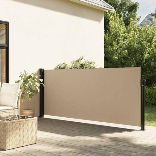 Mokuyary Auvent latéral rétractable Beige 100x500 cm, Store Latéral Paravent Extérieur, Protège du Soleil ou du Vent Brise Vue pour Jardin, Balcon, Terrasse