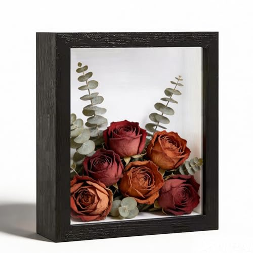 3D Bilderrahmen zum Befüllen, 30 x 30 cm Bilderrahmen Schwarz Tiefer 3cm Holz Objektrahmen Rahmen mit Glas Rahmen Transparente 3D Fotorahmen für Blumen Hochzeitsstrauß Erinnerungsstücke
