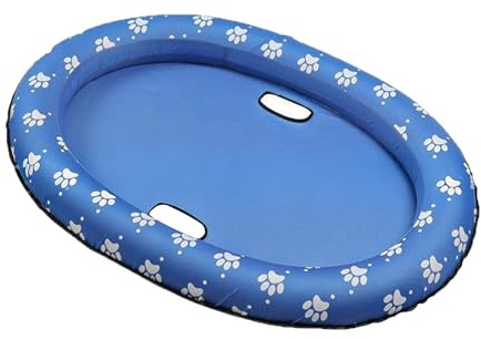 Hundepool-Schwimmfloß, Schwimmbett für Haustierspielzeug und Futter, Schwimmendes Schlauchboot für Hunde, Aufblasbares Hundepool-Schwimmfloß, Wasserspielzeug Schwimmfloß (Blau)