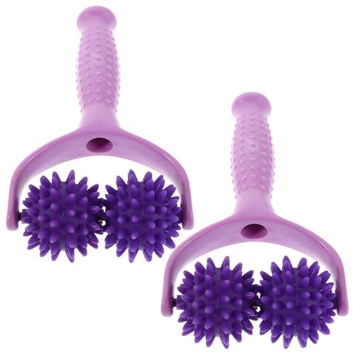 Générique Bâton de massage musculaire manuel ABS portable 2pcs, rouleaux à picots en forme de Y pour massage profond du cou et des épaules, usage maison et bureau