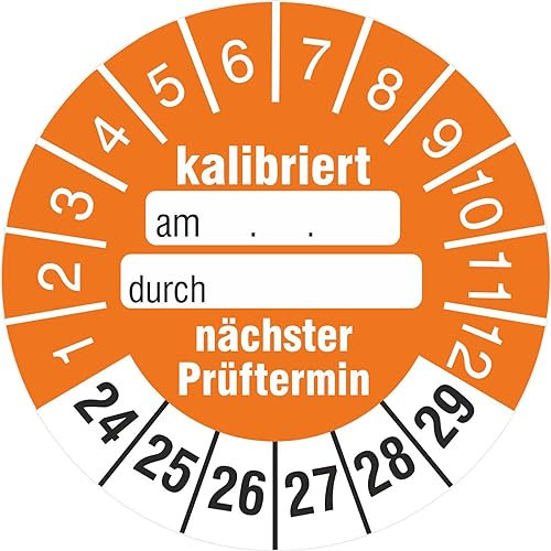 1000 Prüfetiketten Kalibriert nächster Prüftermin 30 mm zum beschriften 2024-29