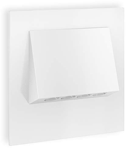 SSC-LUXon LED Treppen-Einbauleuchte NARVA in weiß 230V 1W - quadratisches Design Spotlight zur Stufen & Treppenbeleuchtung, Produktausführung:Weiß