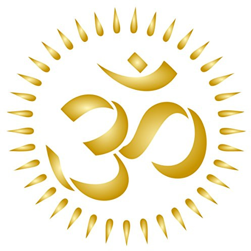 Om Stencil – Plantilla de pared espiritual de Mantra Sanskrit Hindú, reutilizable, estilo asiático, estilo indio - 16.5 x 16.5cm - L