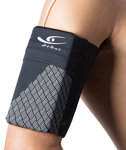 HiRui Universal Sports Armband Cell Phone Armband Sleeves Running Armband for Exercise Workout, Compatible with iPhone 17/17Plus/Pro/16/15/15Plus/14 Samsung Galaxy All Phones (Large, Black)
