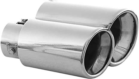 Universell Auspuffblende Doppelrohr Endrohr Edelstahl Auto Endrohrblenden Auspuffendrohr Auspuffrohr Tuning Schalldampf Blende Sport Rund Chrom