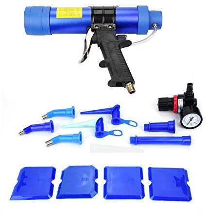 Pistola Selladora de Aire Profesional, Aplicador Silicona 310ml con Pegamento Neumático para Vidrio - Interruptor Velocidad Regulable