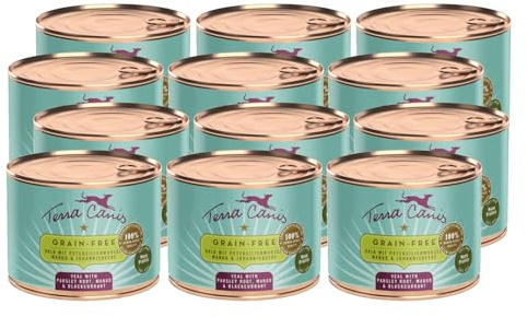 Terra Canis Kalb, Getreidefrei Nassfutter für Hunde, 12x200g | 100% Lebensmittelqualität aller Rohstoffe, mit Petersilienwurzel, Mango & Johannisbeere, reich an Nährstoffen, glutenfrei