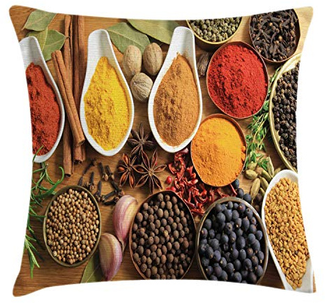 ABAKUHAUS Especia Funda para Almohada, Sana aromático Aditivos, Decorativo, Estampado en Ambos Lados, 45 x 45 cm, Multicolor