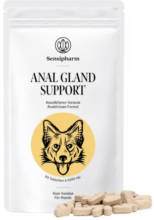 Sensipharm® Anal Gland Support Hund - unterstützt die Analdrüsen - 90 Tabl. | Bei Schlittenfahren und Rutschen auf dem Po, für gut geformten Kot, TCM-Kräuter, 1000 mg